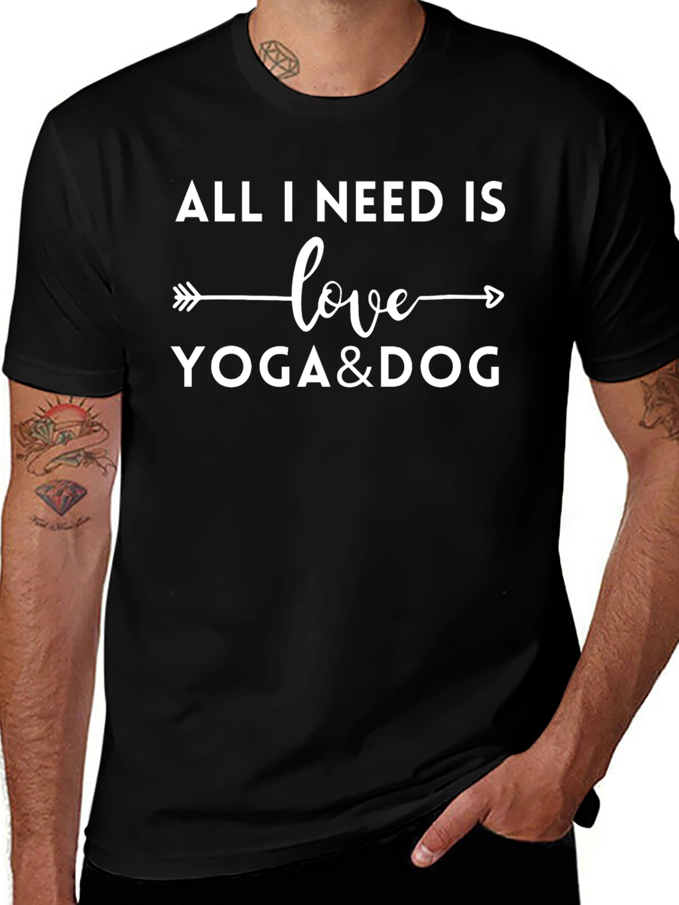 All I Need is Love Yoga & Dog Black T-Shirt