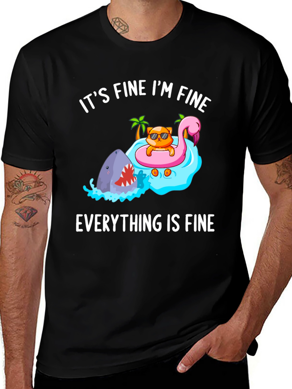 Its Fine Im Fine Cat Shark T-Shirt