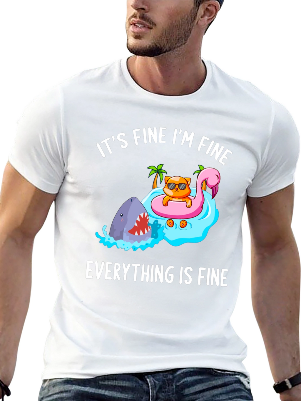 Its Fine Im Fine Cat Shark T-Shirt
