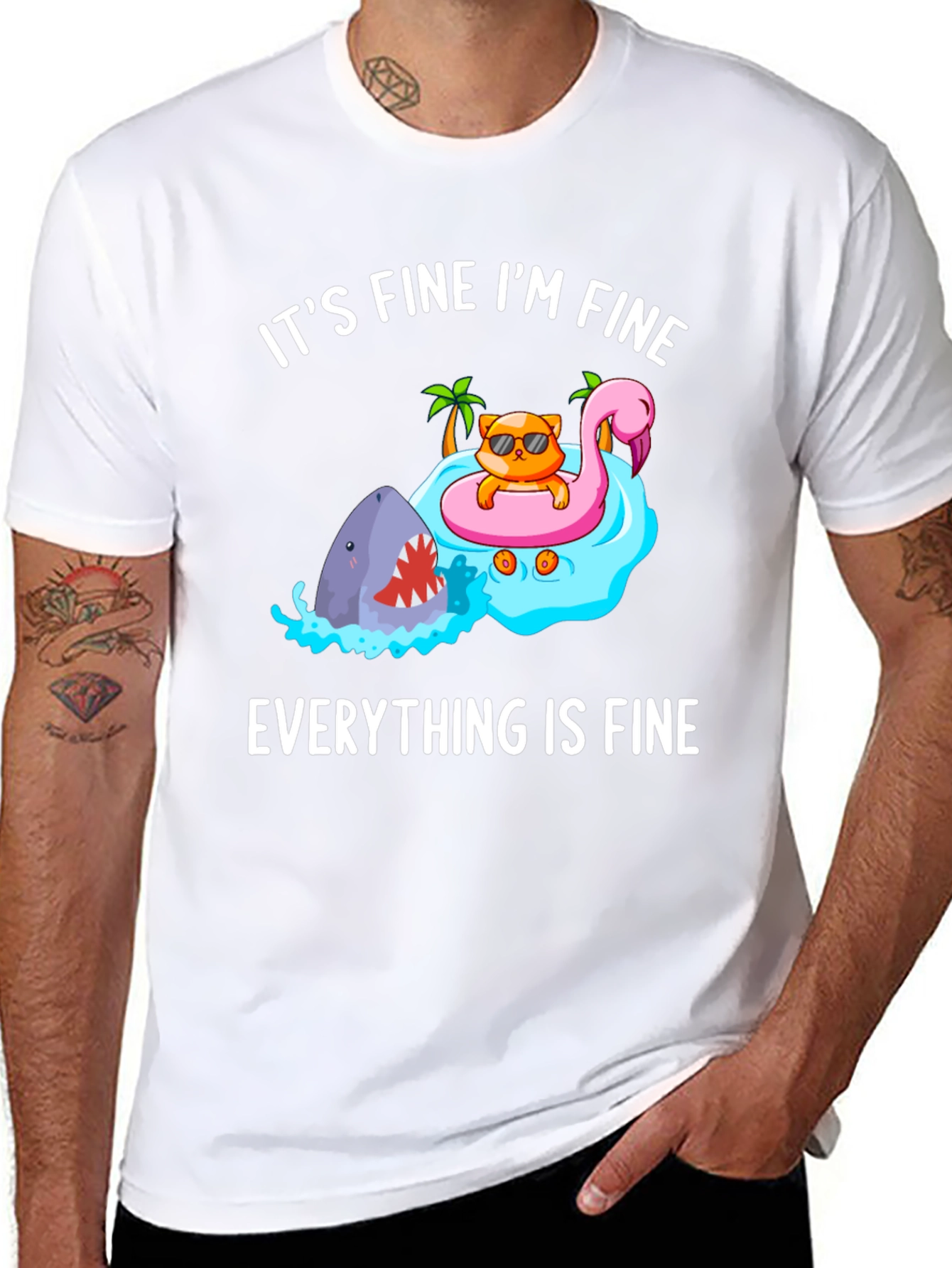 Its Fine Im Fine Cat Shark T-Shirt