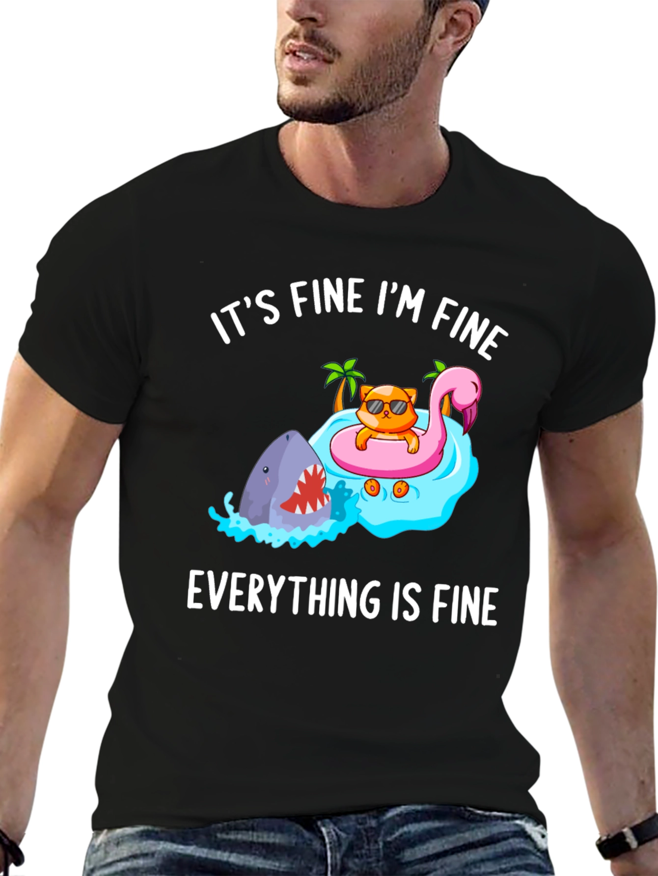 Its Fine Im Fine Cat Shark T-Shirt