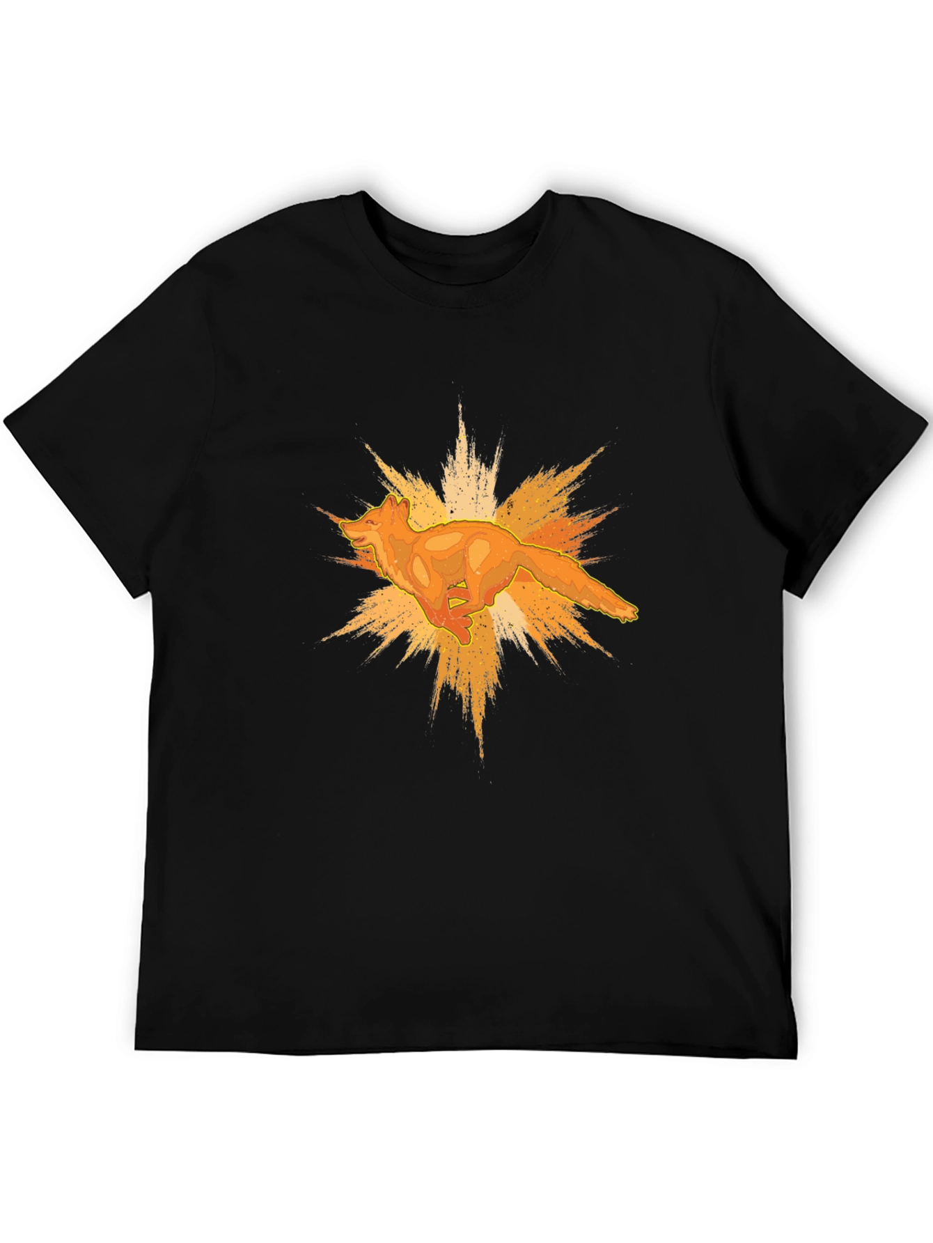 Bold Black T-Shirt with Abstract Fox Graphic