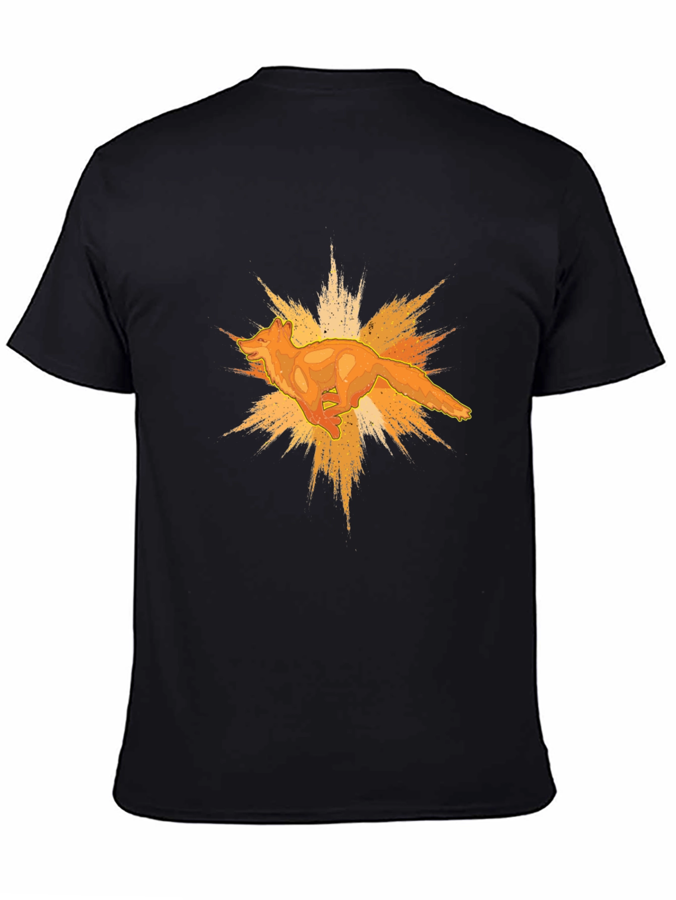 Bold Black T-Shirt with Abstract Fox Graphic