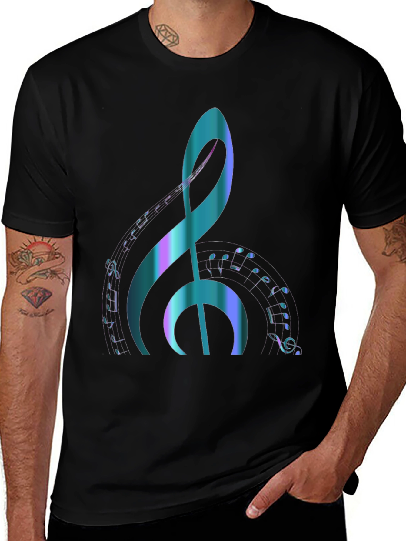 Music Note Graphic Tee - Stylish & Comfortable Black T-Shirt