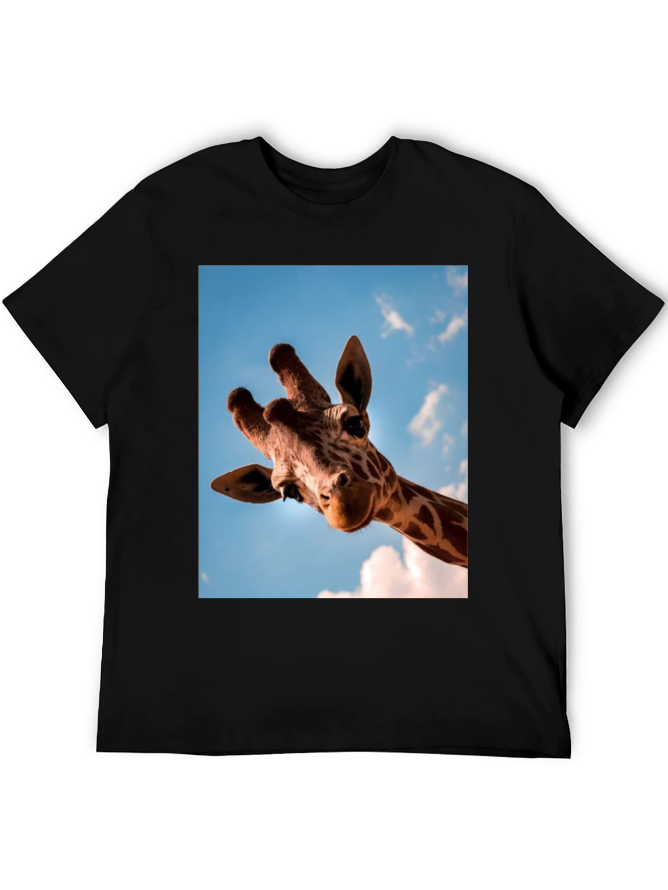 Giraffe Graphic Tee - Black Crew Neck T-Shirt