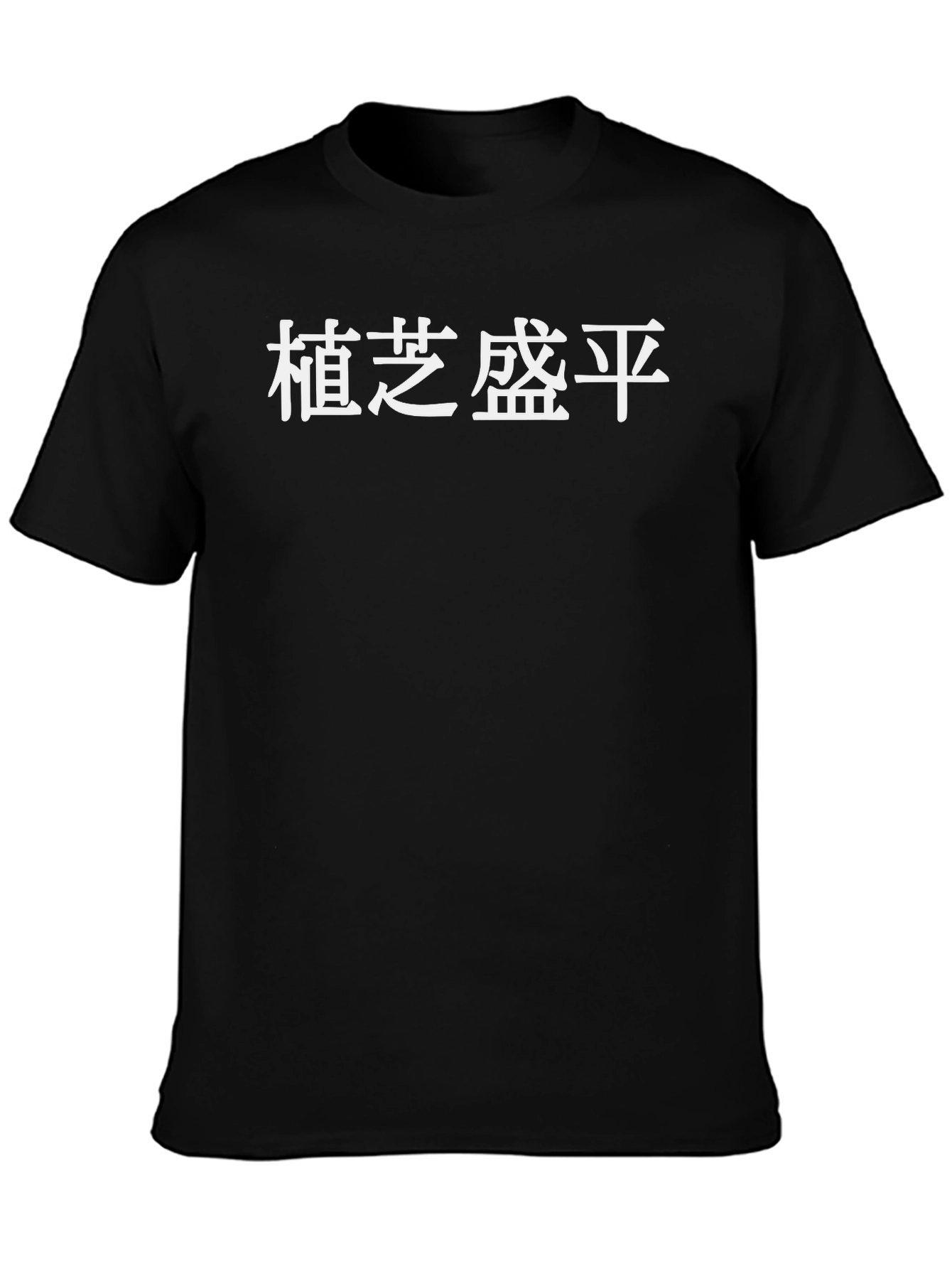 Mens Black T-Shirt with White Asian Text Print