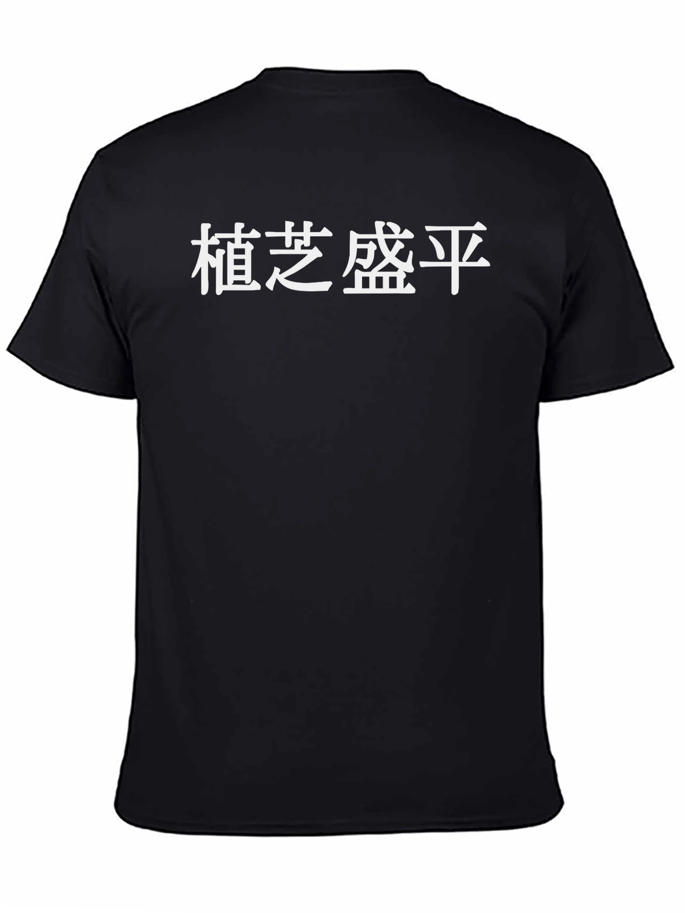 Mens Black T-Shirt with White Asian Text Print