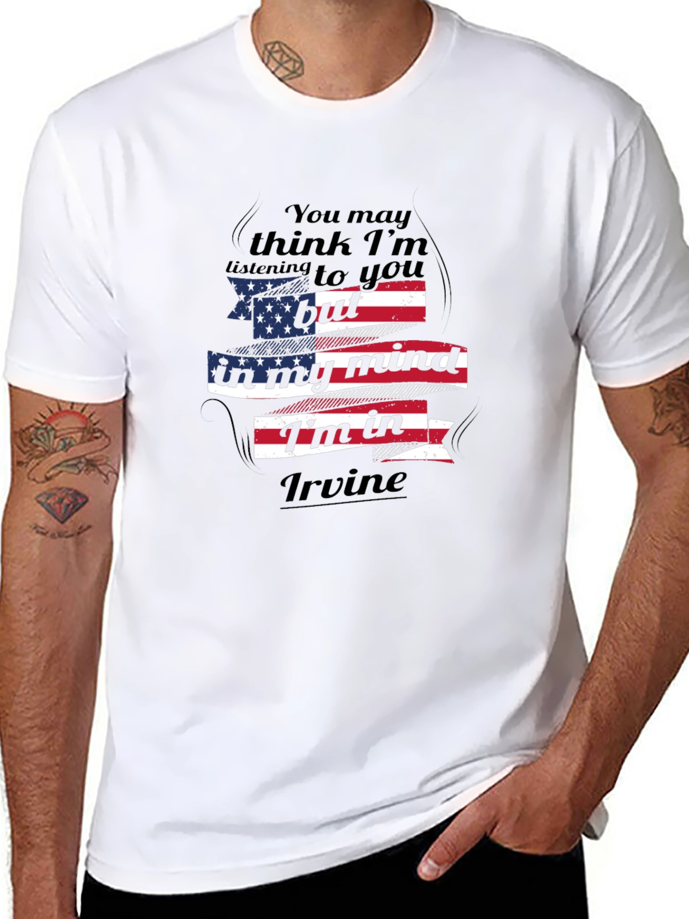 Im In Irvine T-Shirt American Flag Design