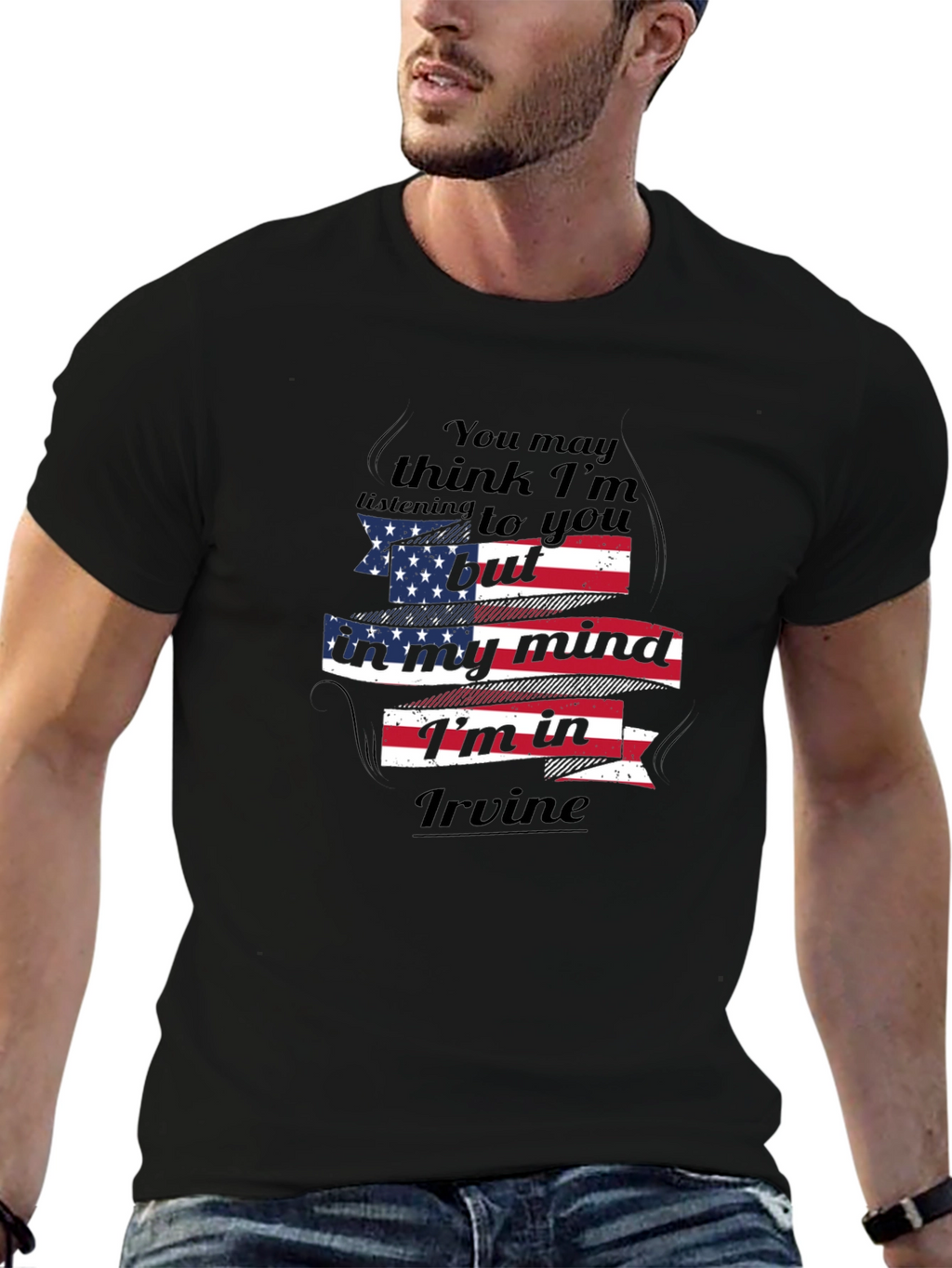 Im In Irvine T-Shirt American Flag Design