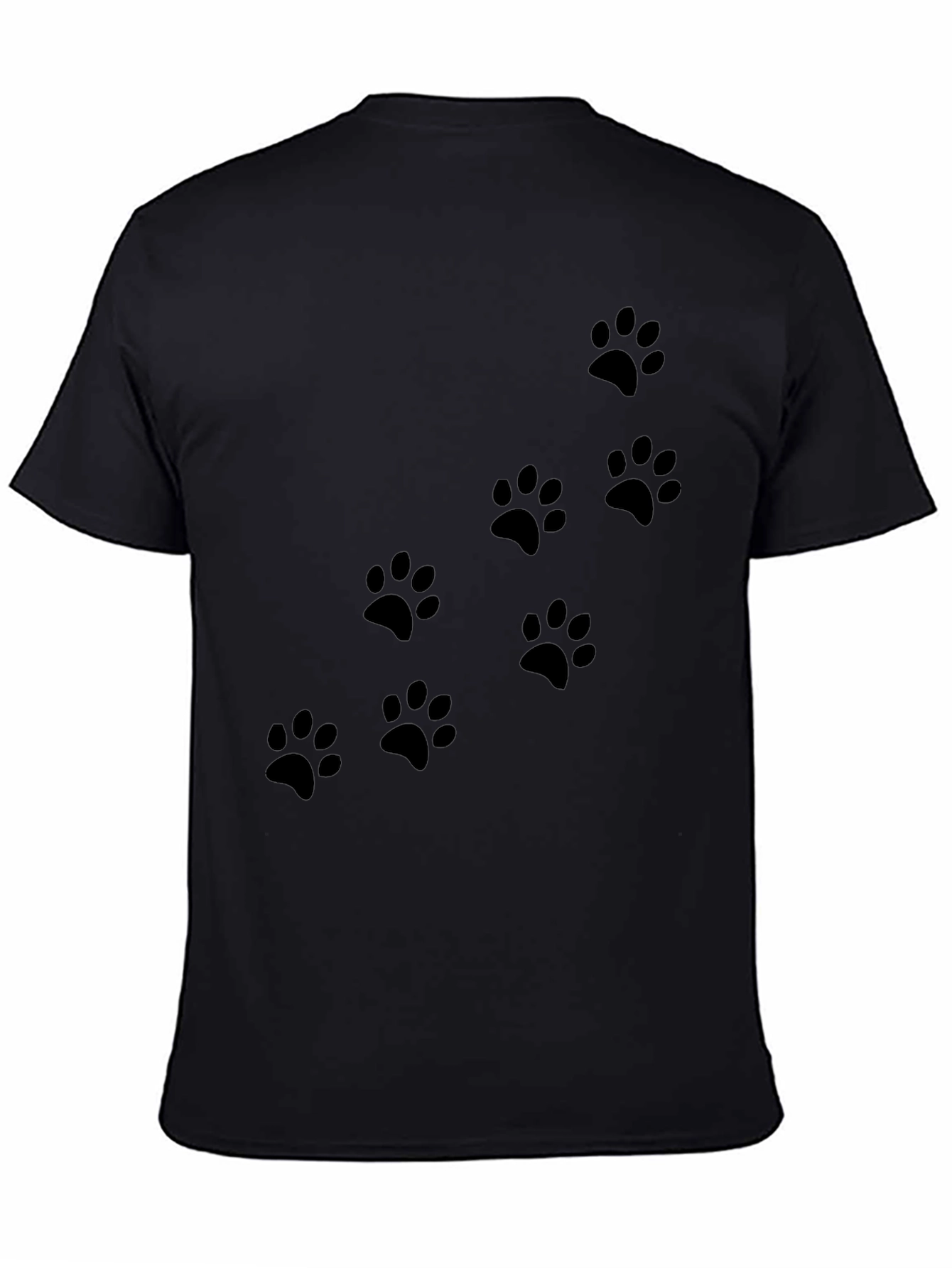 Mens Black Paw Print T-Shirt - Casual Style