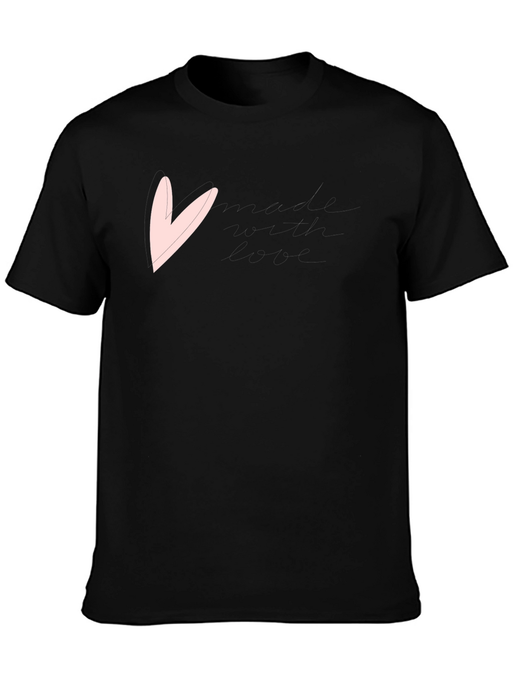 Mens Black T-Shirt with Pink Heart Graphic