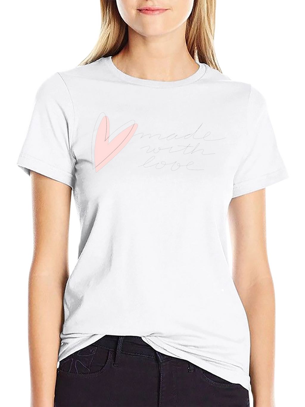 Mens Black T-Shirt with Pink Heart Graphic