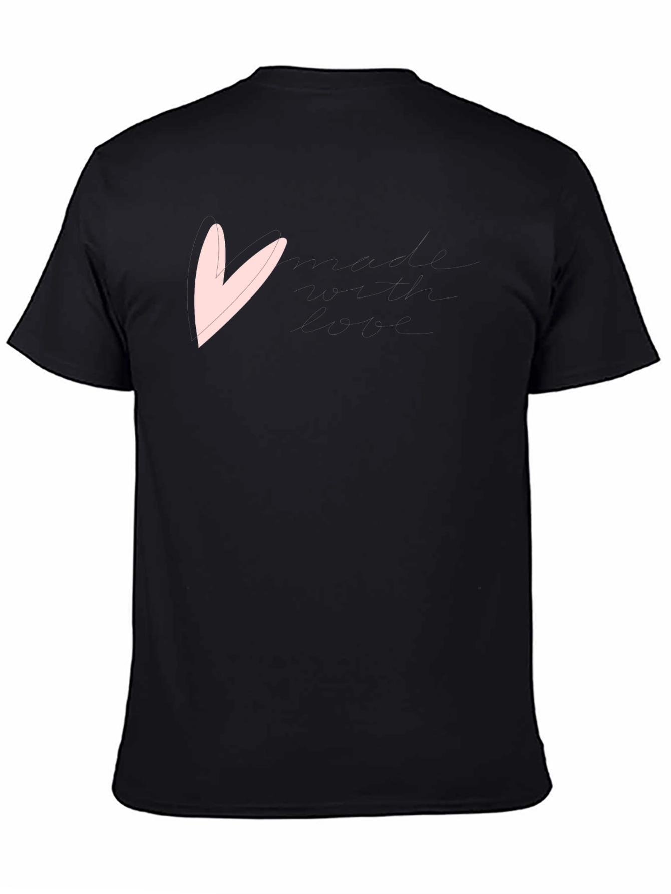 Mens Black T-Shirt with Pink Heart Graphic