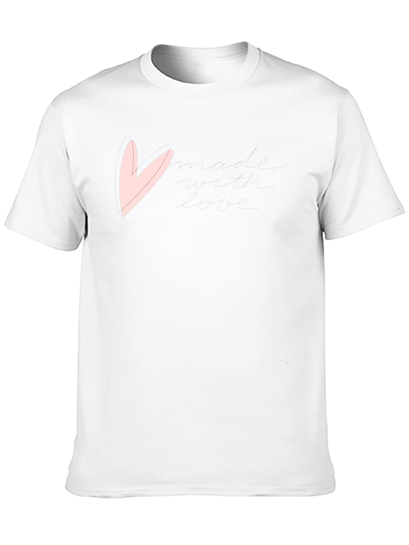 Mens Black T-Shirt with Pink Heart Graphic