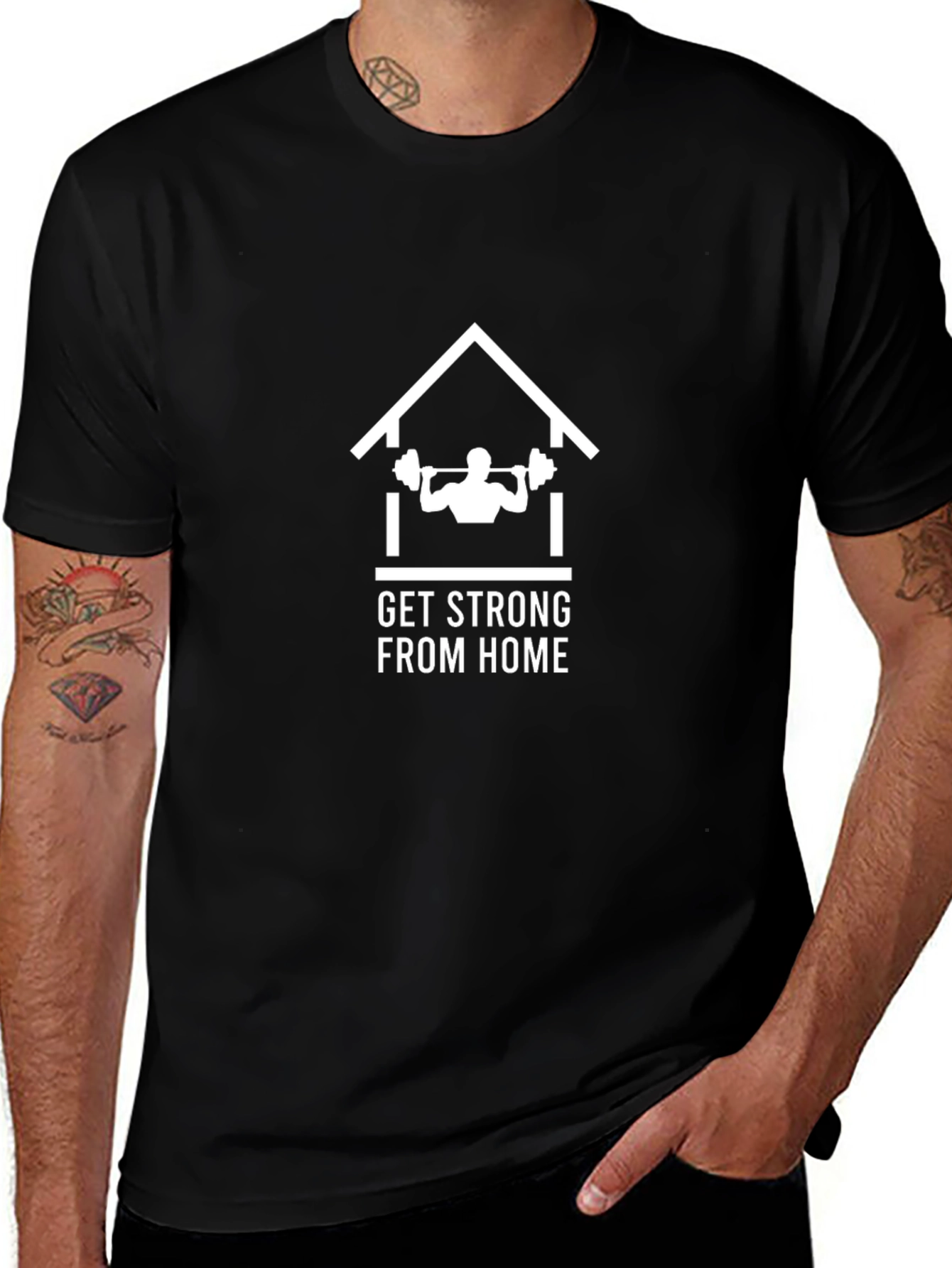 Get Strong From Home Graphic Tee - Black