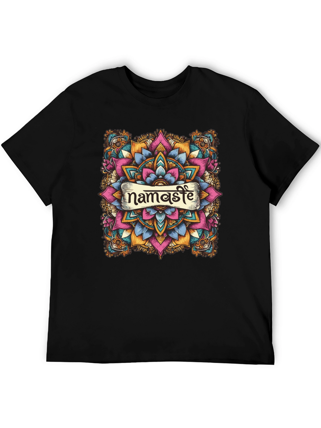 Namaste Mandala Graphic Black T-Shirt