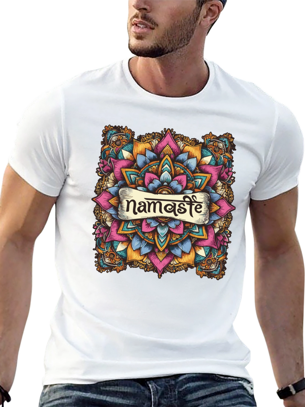 Namaste Mandala Graphic Black T-Shirt