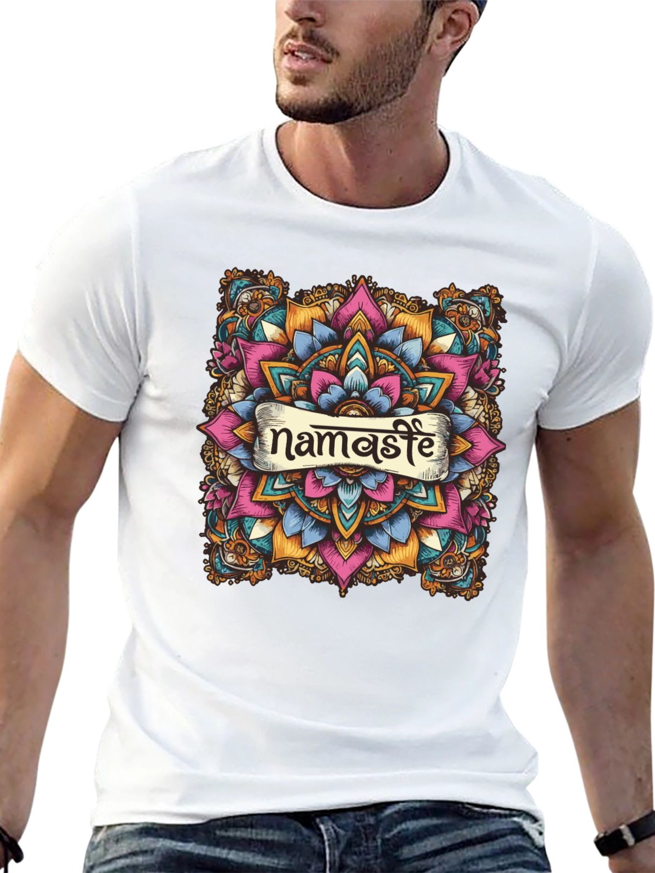 Namaste Mandala Graphic Black T-Shirt