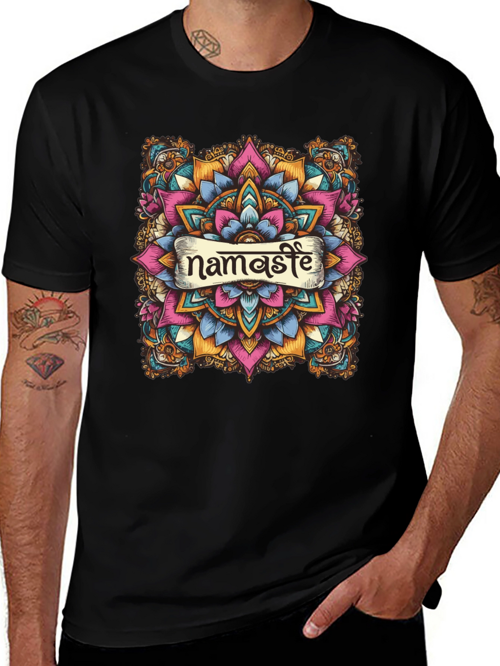 Namaste Mandala Graphic Black T-Shirt