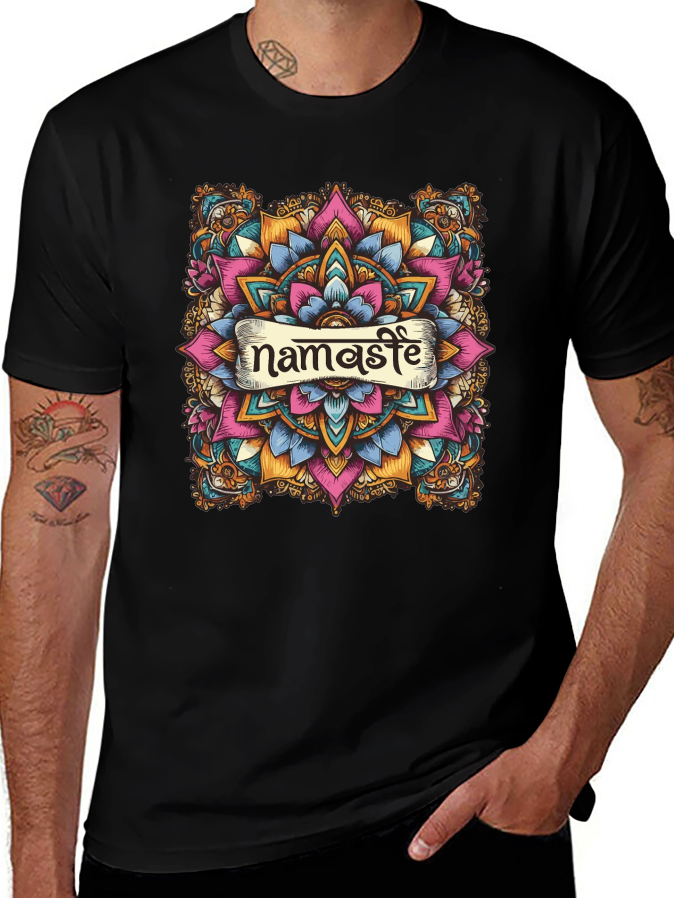 Namaste Mandala Graphic Black T-Shirt