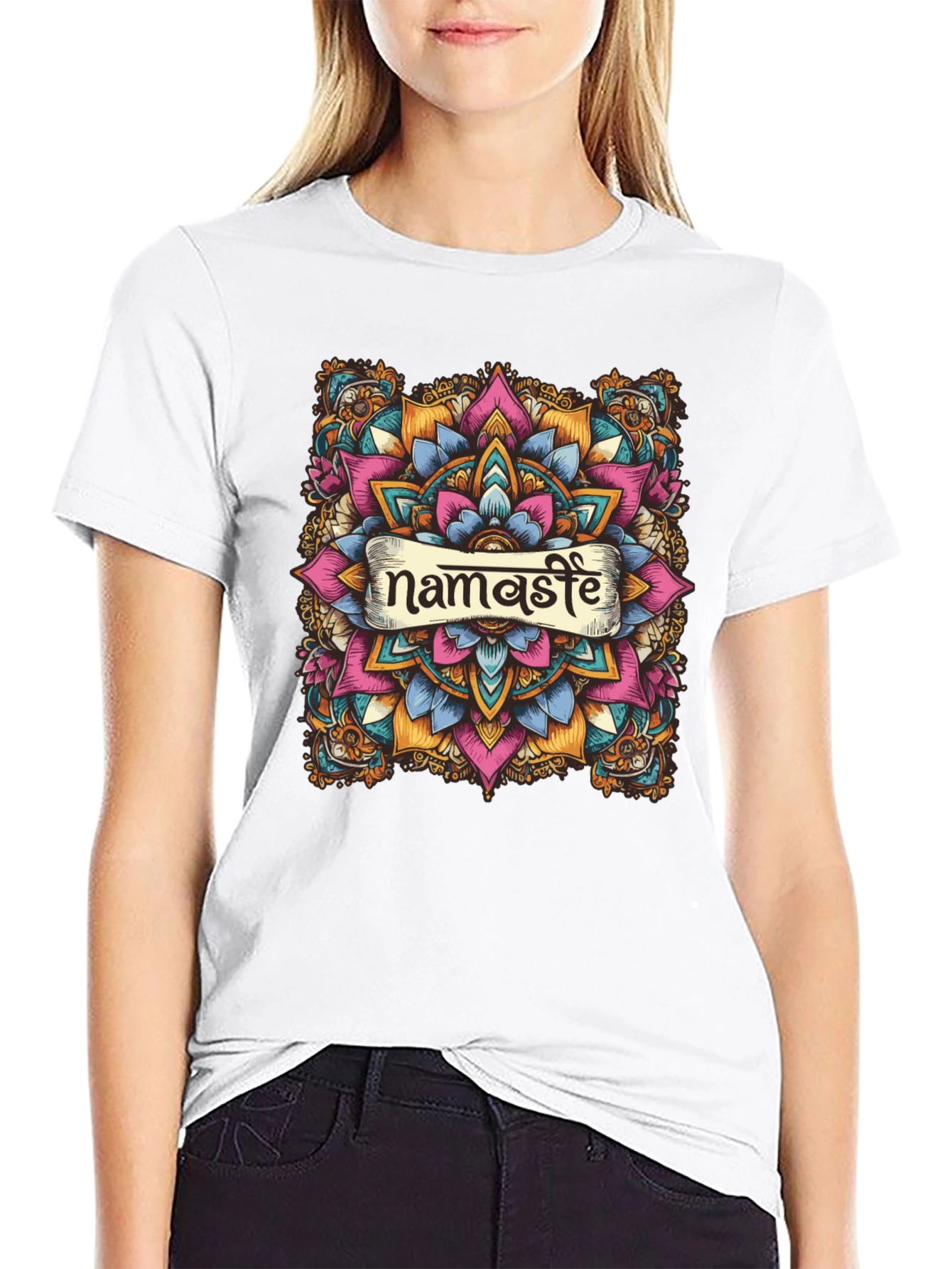 Namaste Mandala Graphic Black T-Shirt