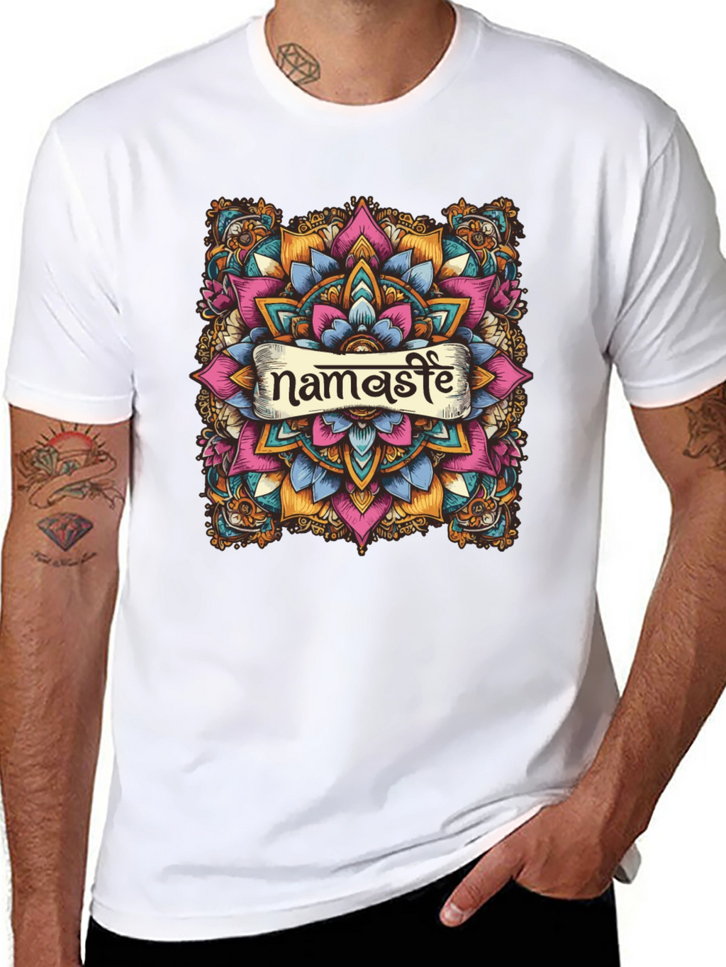 Namaste Mandala Graphic Black T-Shirt