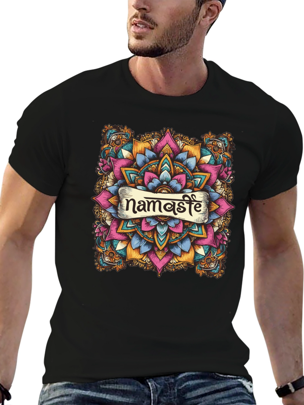 Namaste Mandala Graphic Black T-Shirt