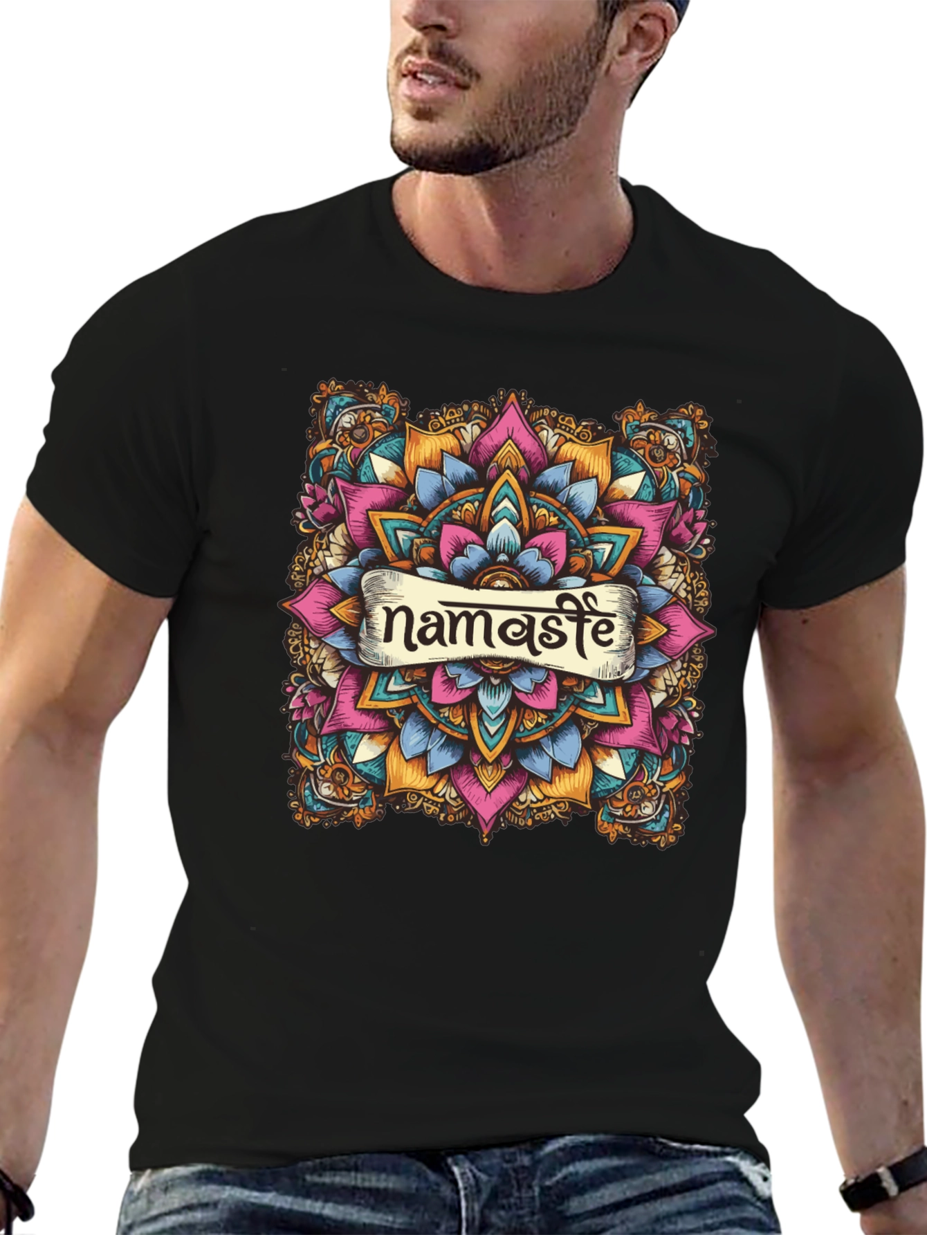 Namaste Mandala Graphic Black T-Shirt