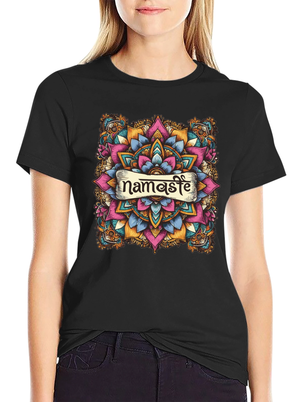 Namaste Mandala Graphic Black T-Shirt
