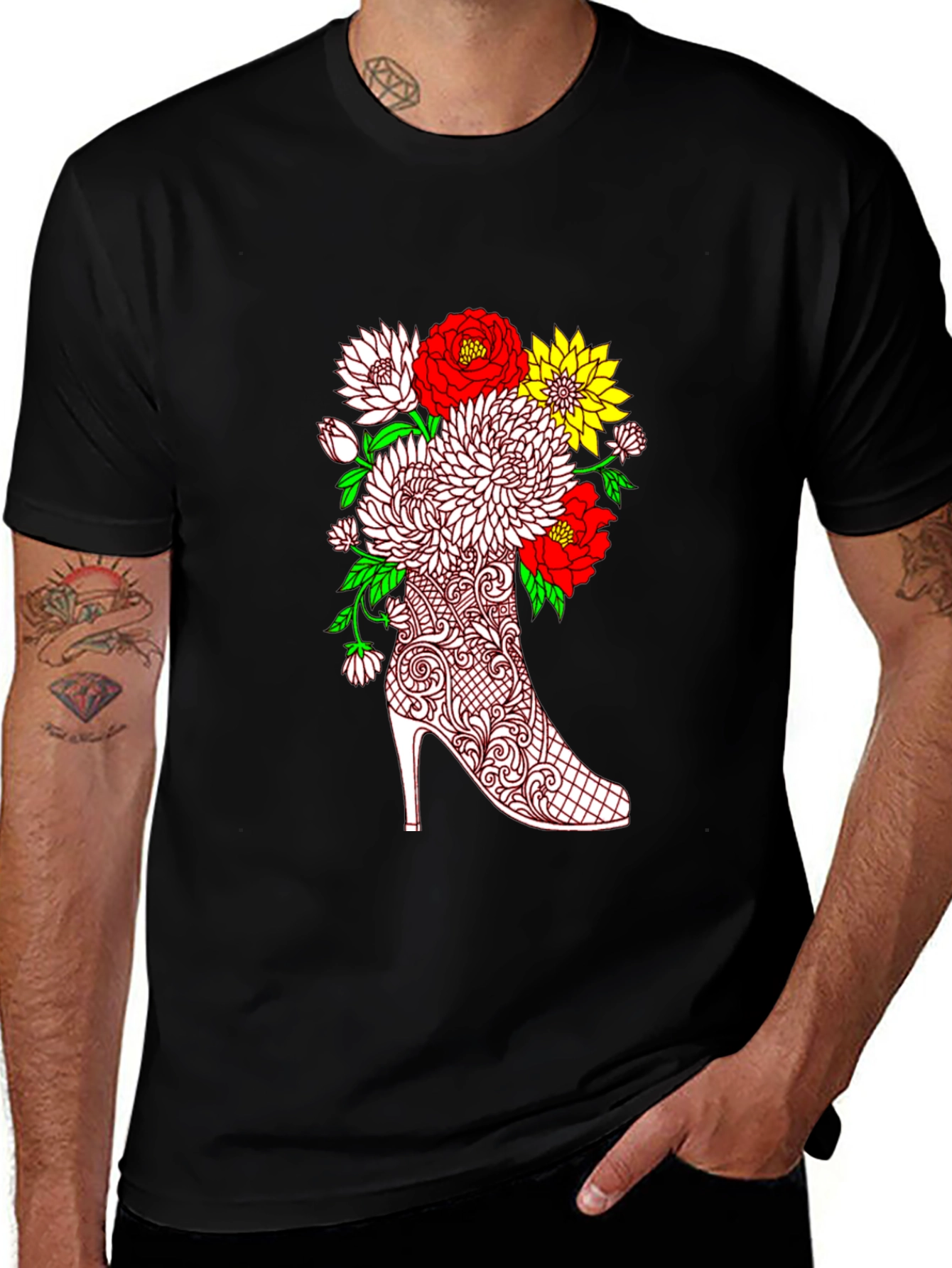 Floral Heel Graphic Tee - Unique Style