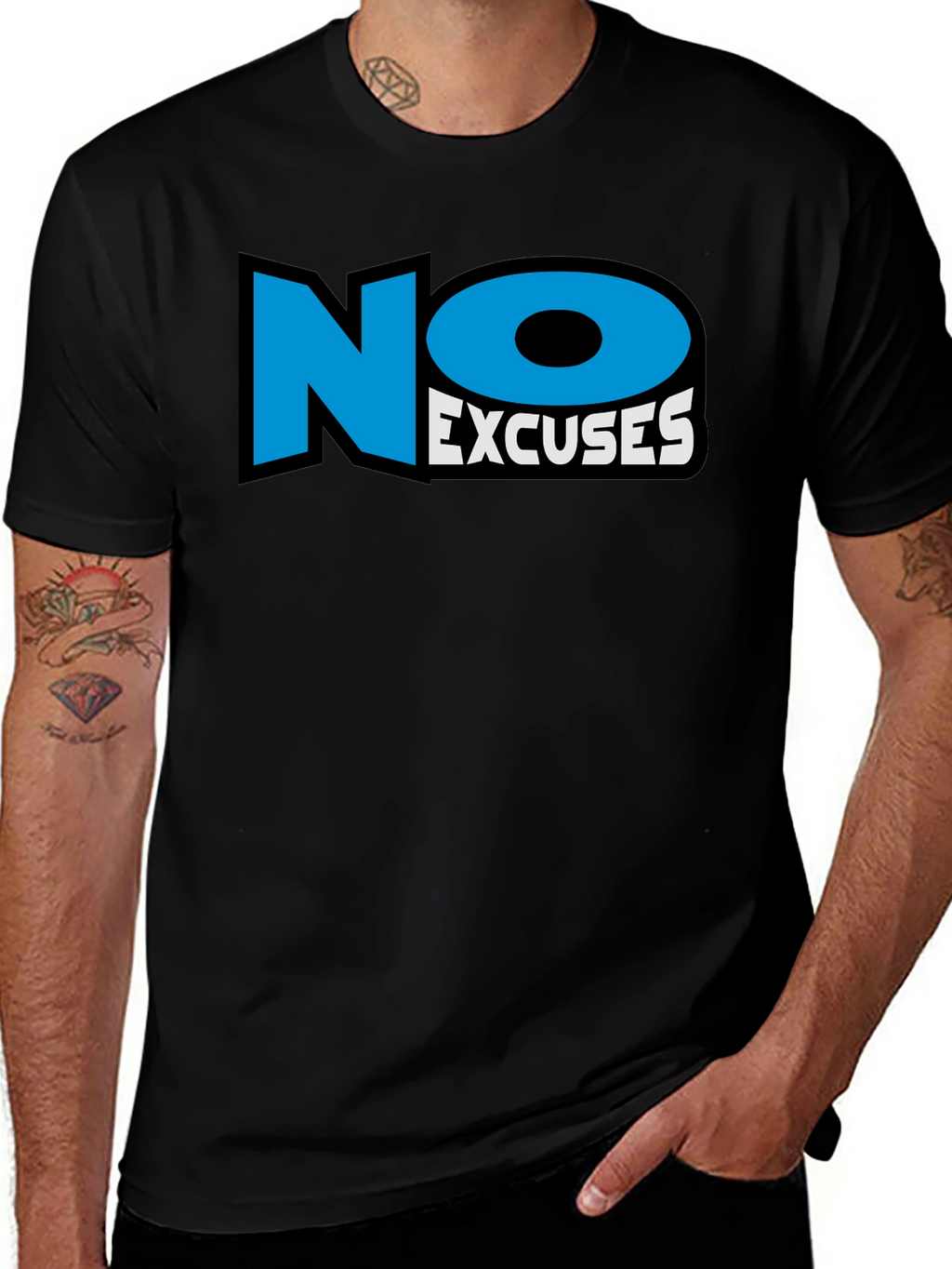 No Excuses Black Graphic T-Shirt