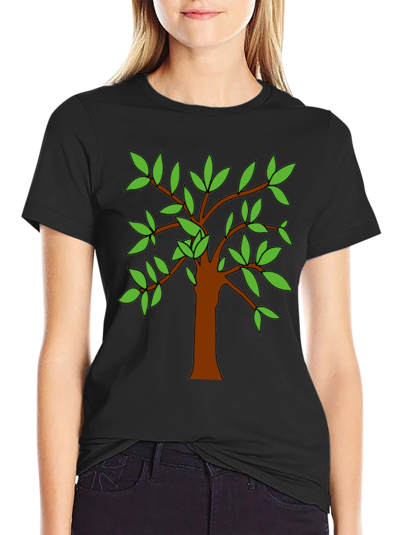 Nature Tree Graphic Tee - Casual Black T-Shirt
