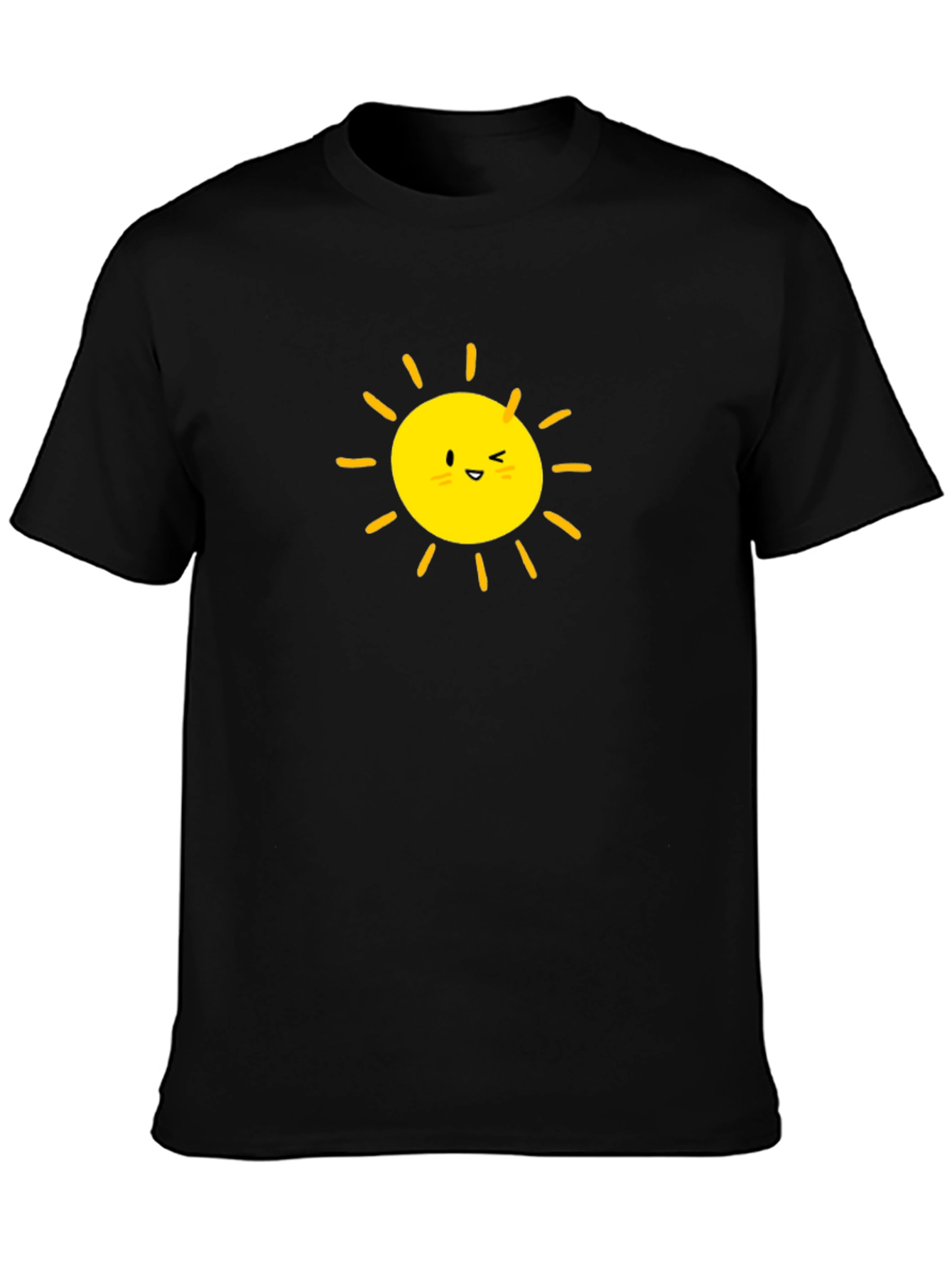 Happy Sun Graphic Tee - Black Cotton T-Shirt