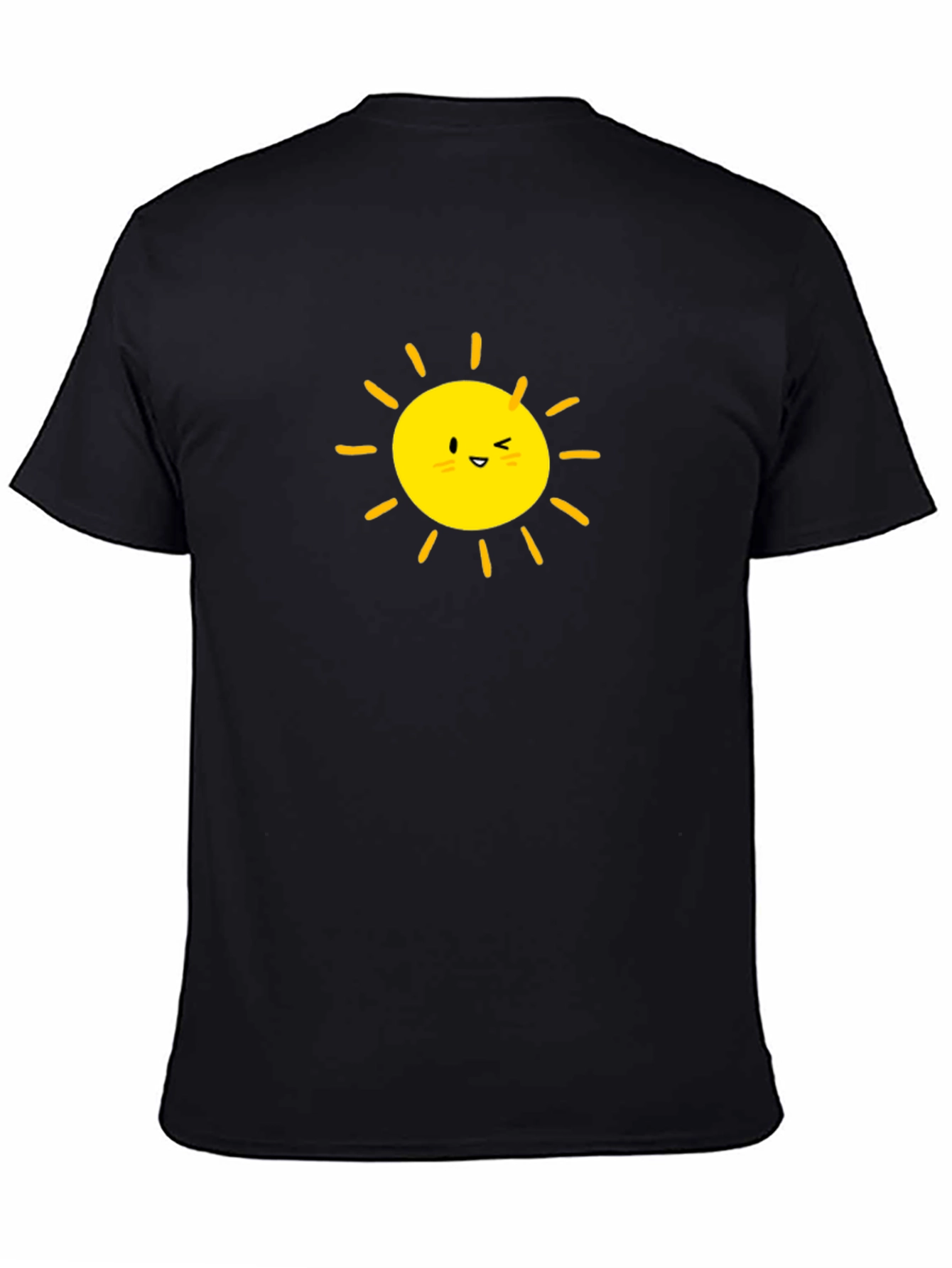 Happy Sun Graphic Tee - Black Cotton T-Shirt