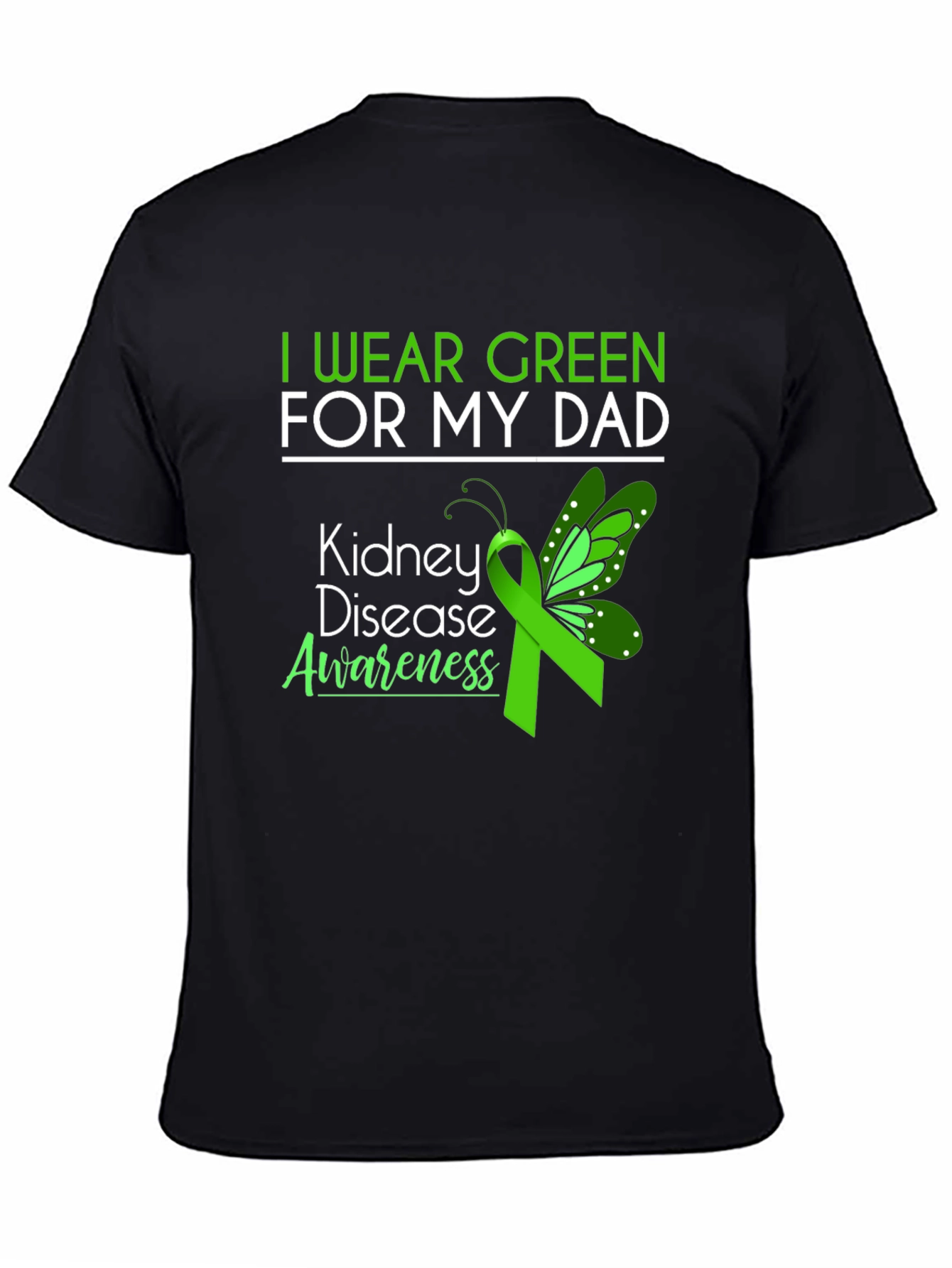 Kidney Disease Awareness Green Ribbon Butterfly T-Shirt