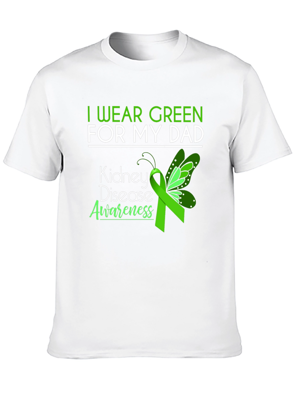 Kidney Disease Awareness Green Ribbon Butterfly T-Shirt