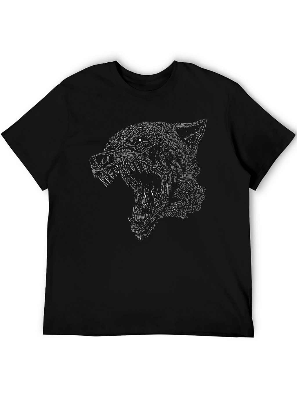 Mens Black Wolf Graphic Print Tee
