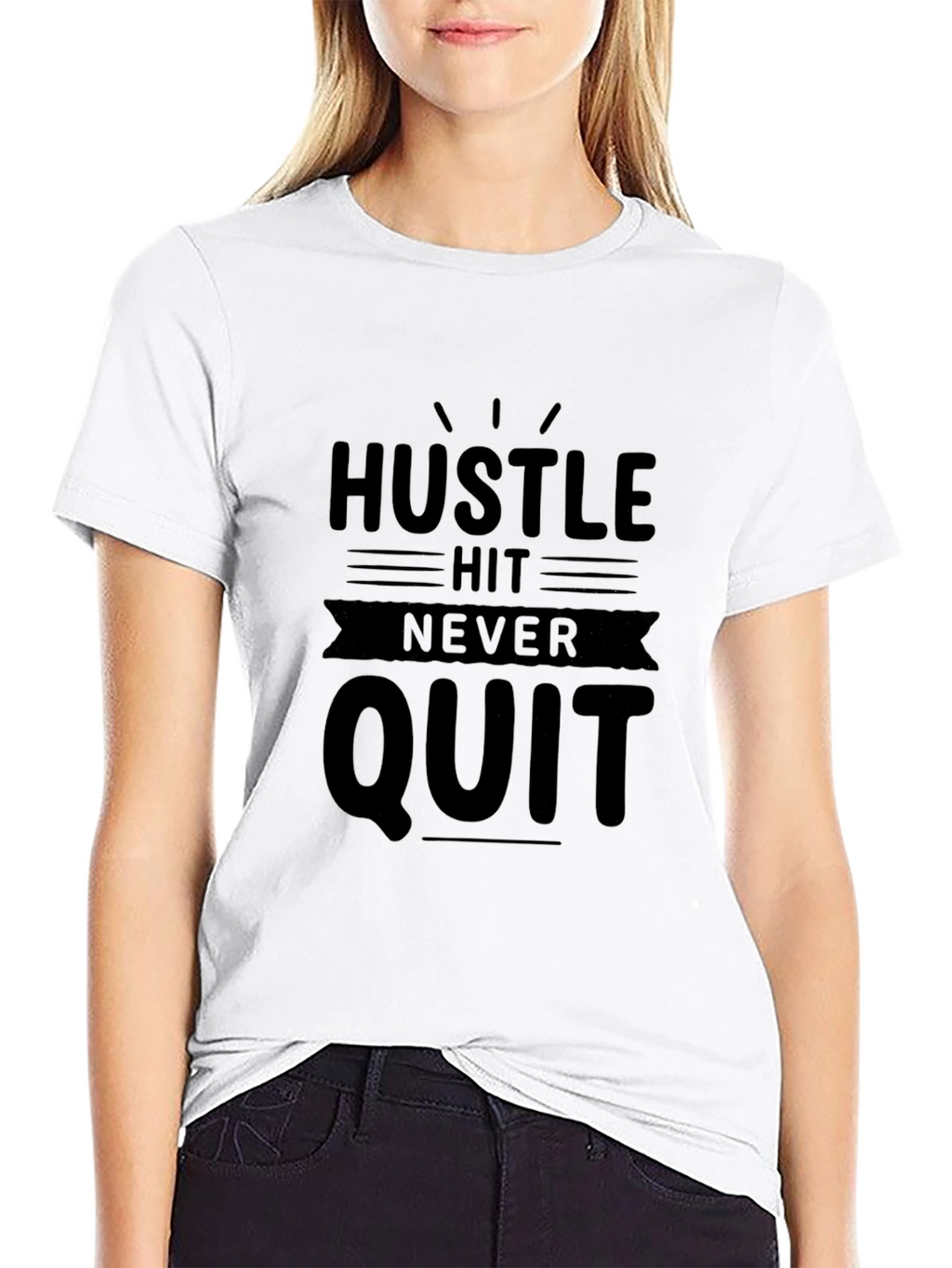 Hustle Hit Never Quit Mens Black T-Shirt