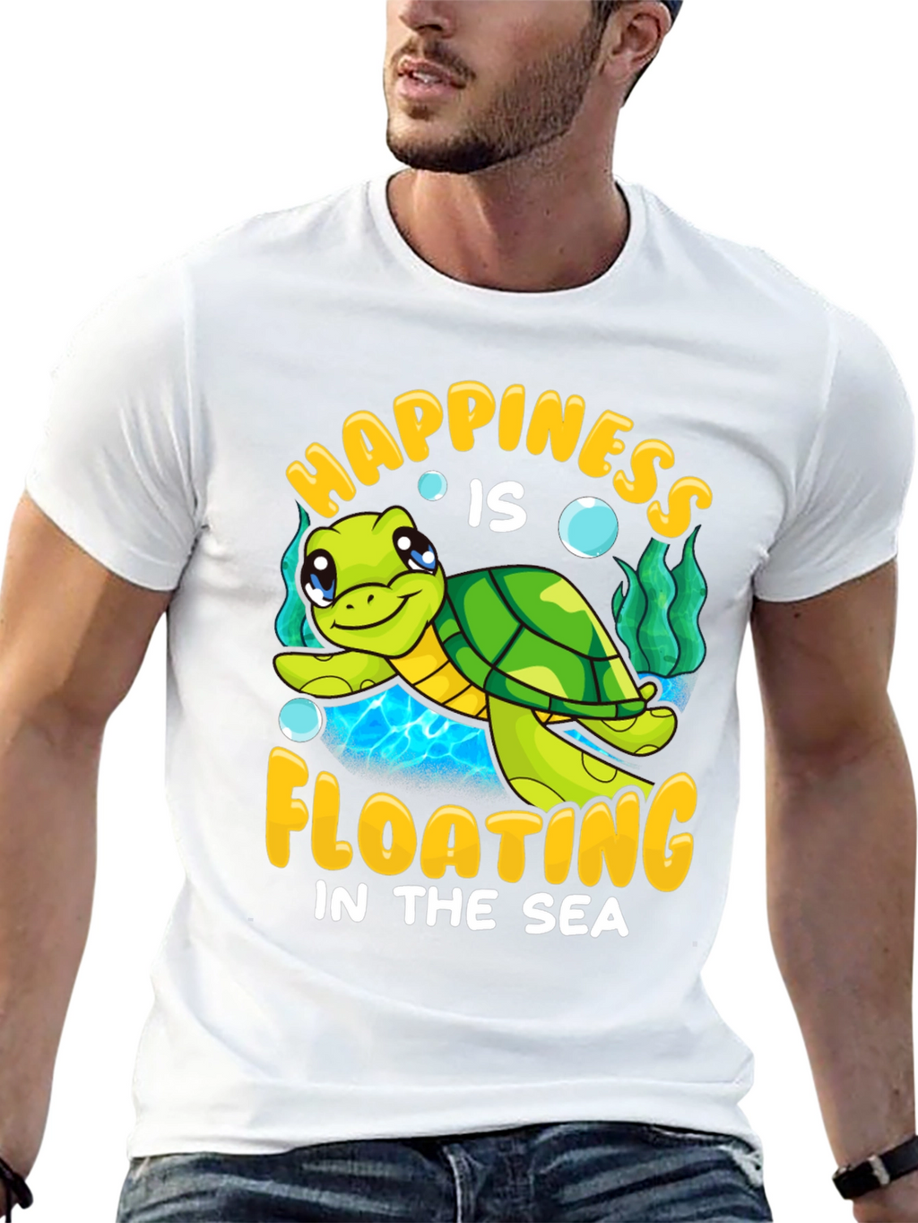 Happiness Floating Sea Turtle Graphic Tee