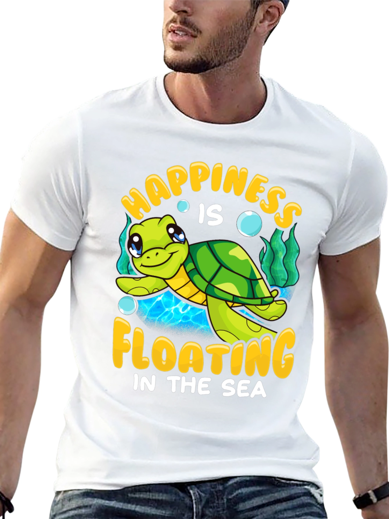 Happiness Floating Sea Turtle Graphic Tee