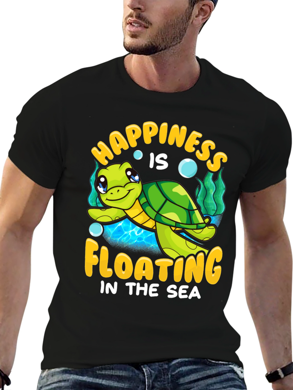 Happiness Floating Sea Turtle Graphic Tee