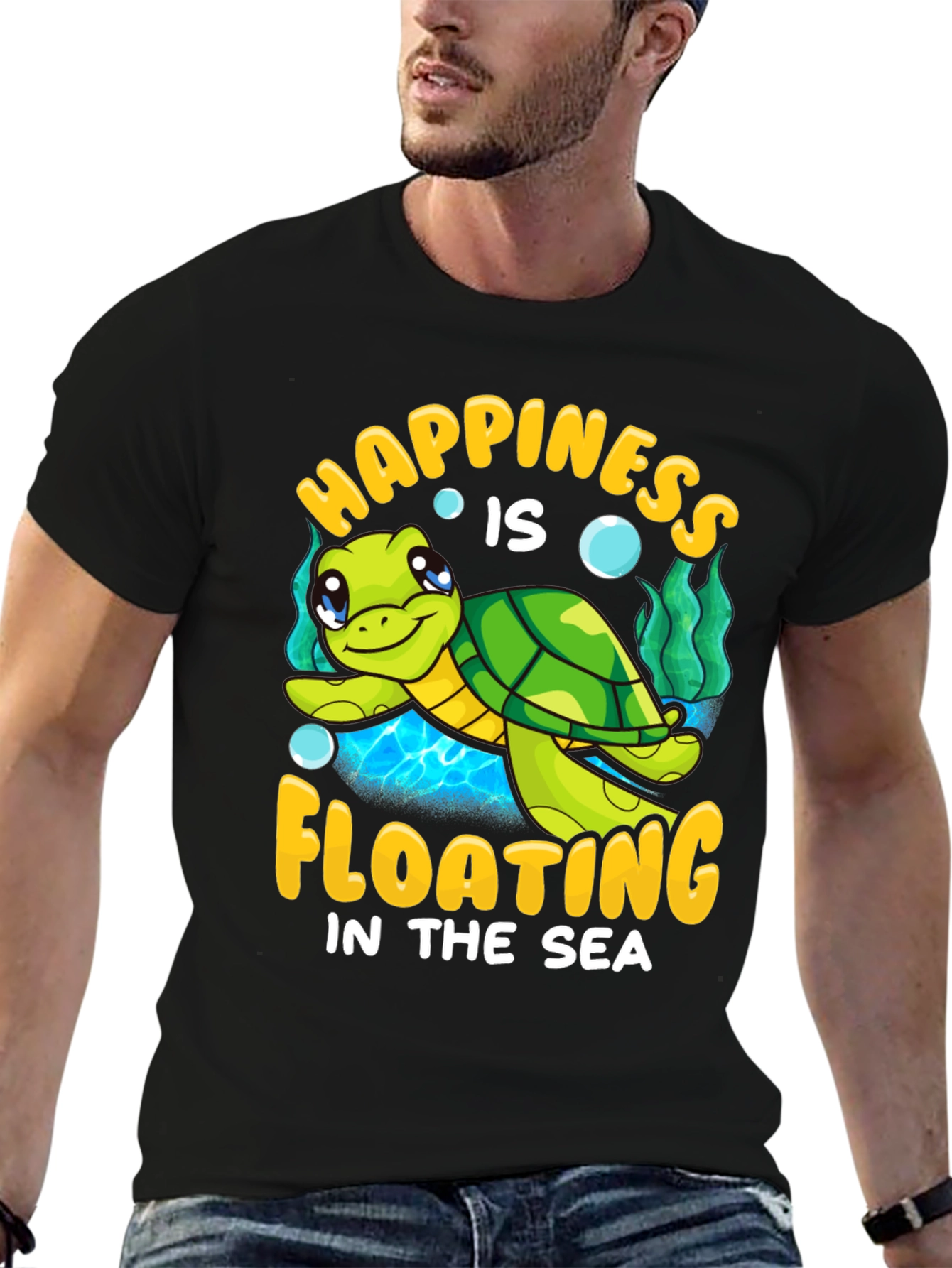 Happiness Floating Sea Turtle Graphic Tee