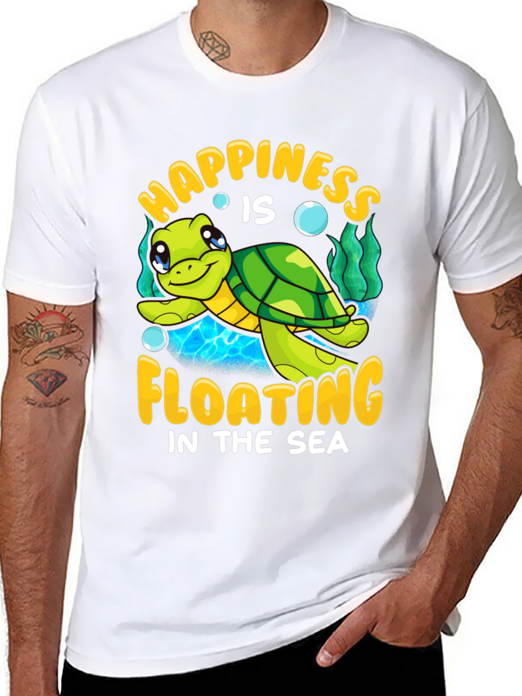 Happiness Floating Sea Turtle Graphic Tee