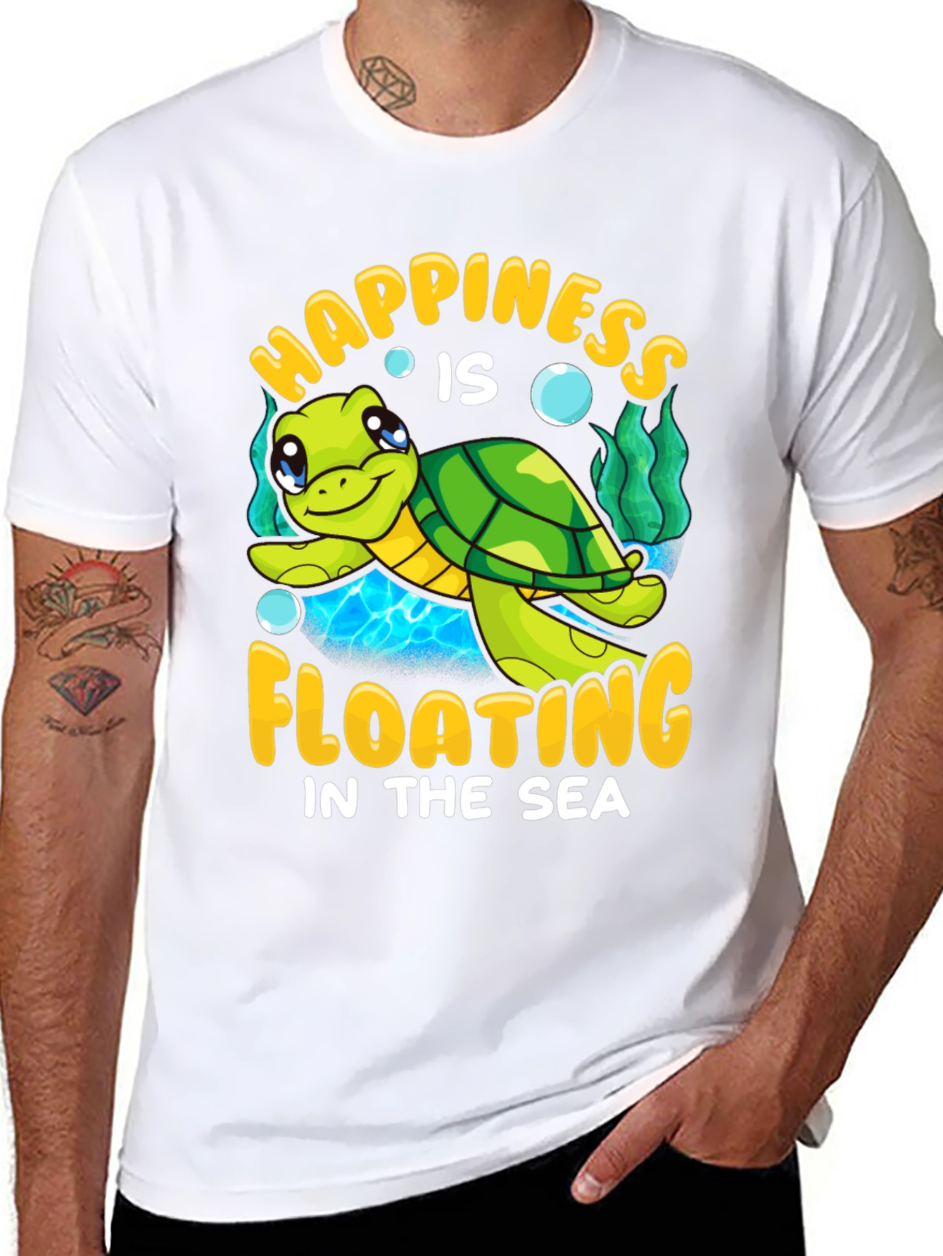 Happiness Floating Sea Turtle Graphic Tee