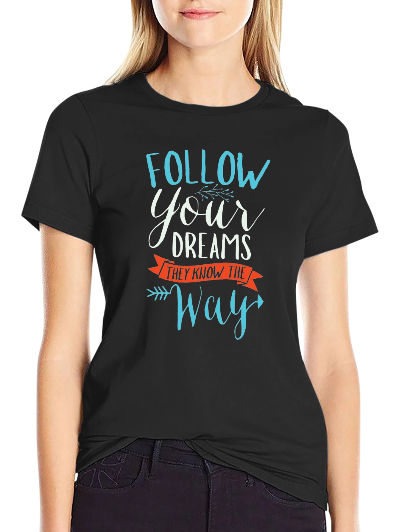 Follow Your Dreams Graphic Tee - Motivational Black T-Shirt