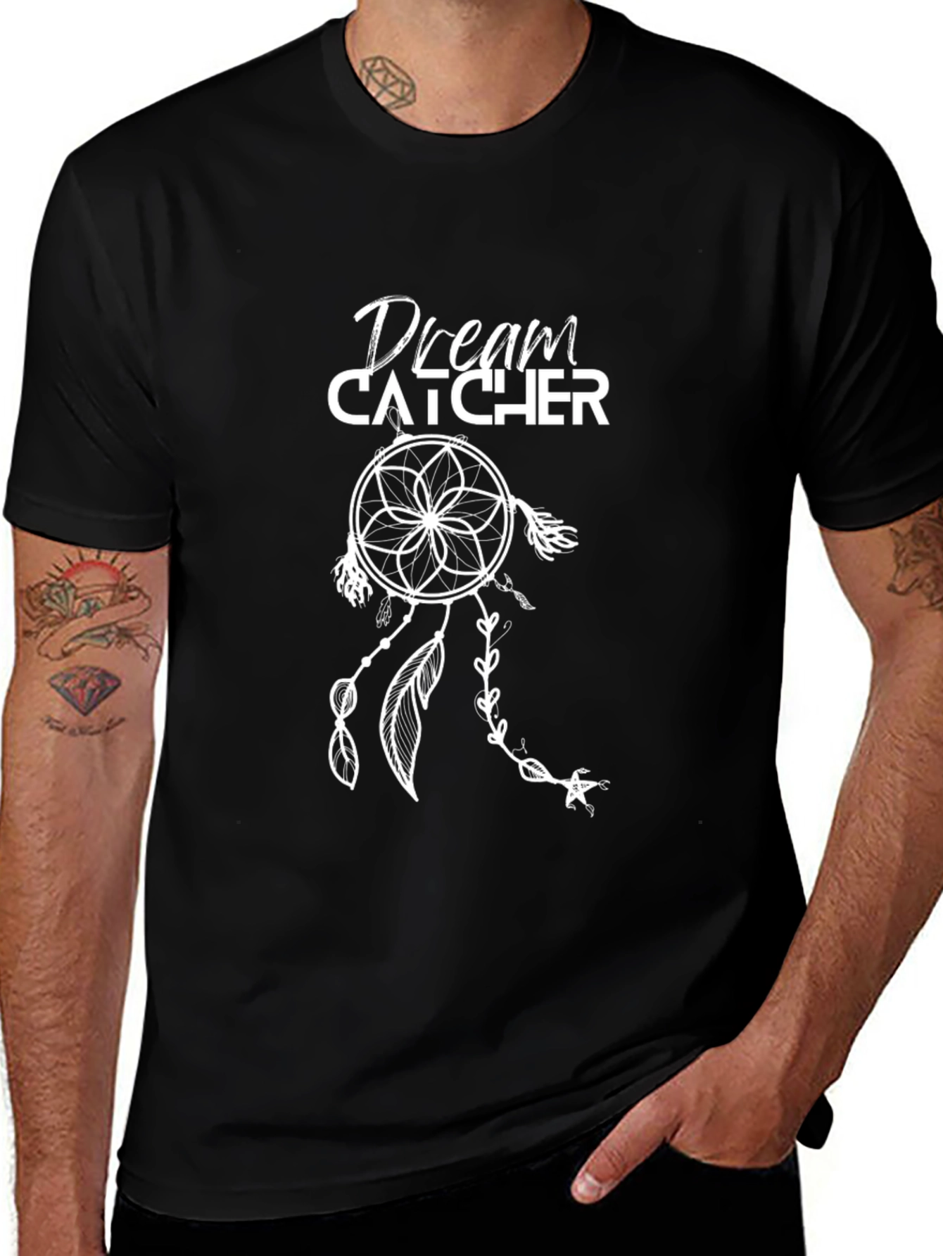 Dream Catcher Graphic Tee - Black Cotton T-Shirt