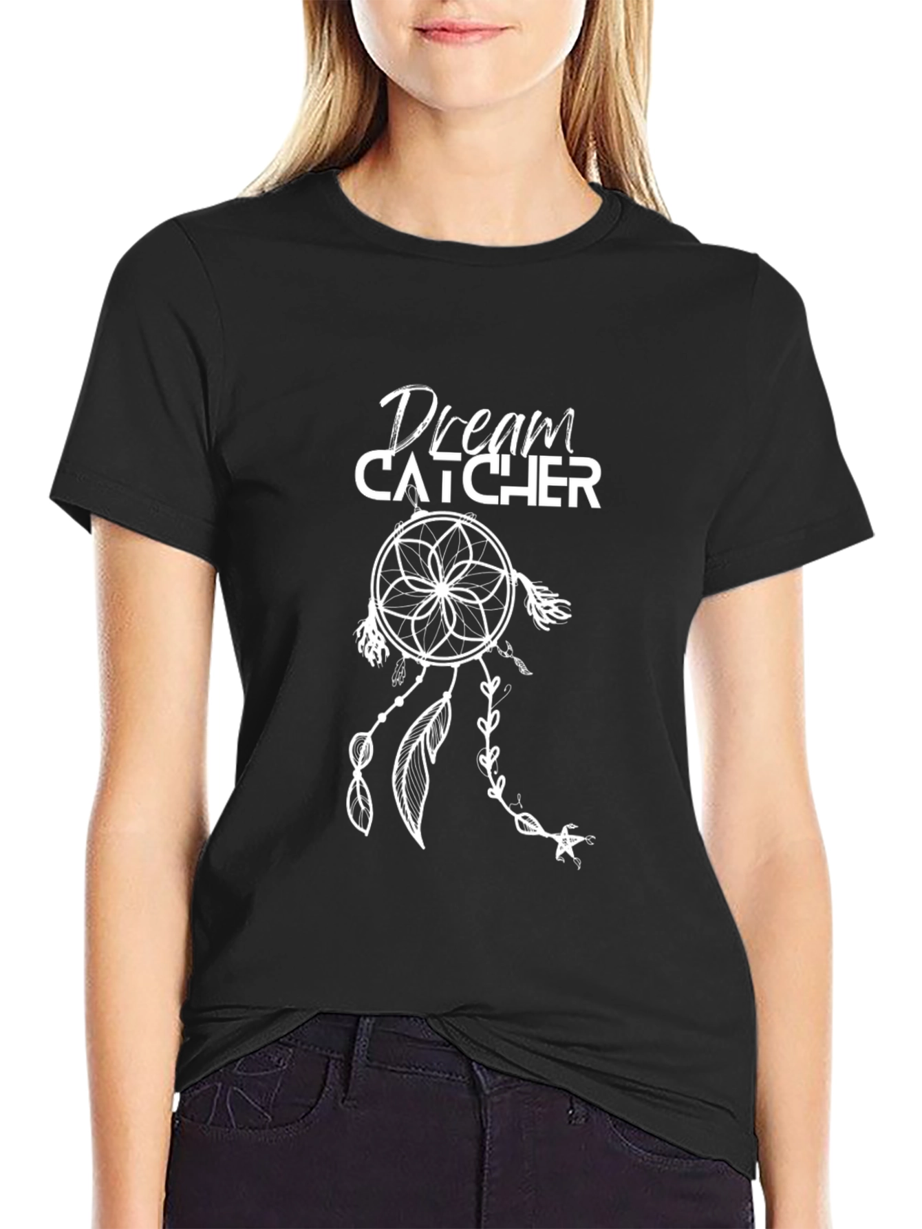 Dream Catcher Graphic Tee - Black Cotton T-Shirt