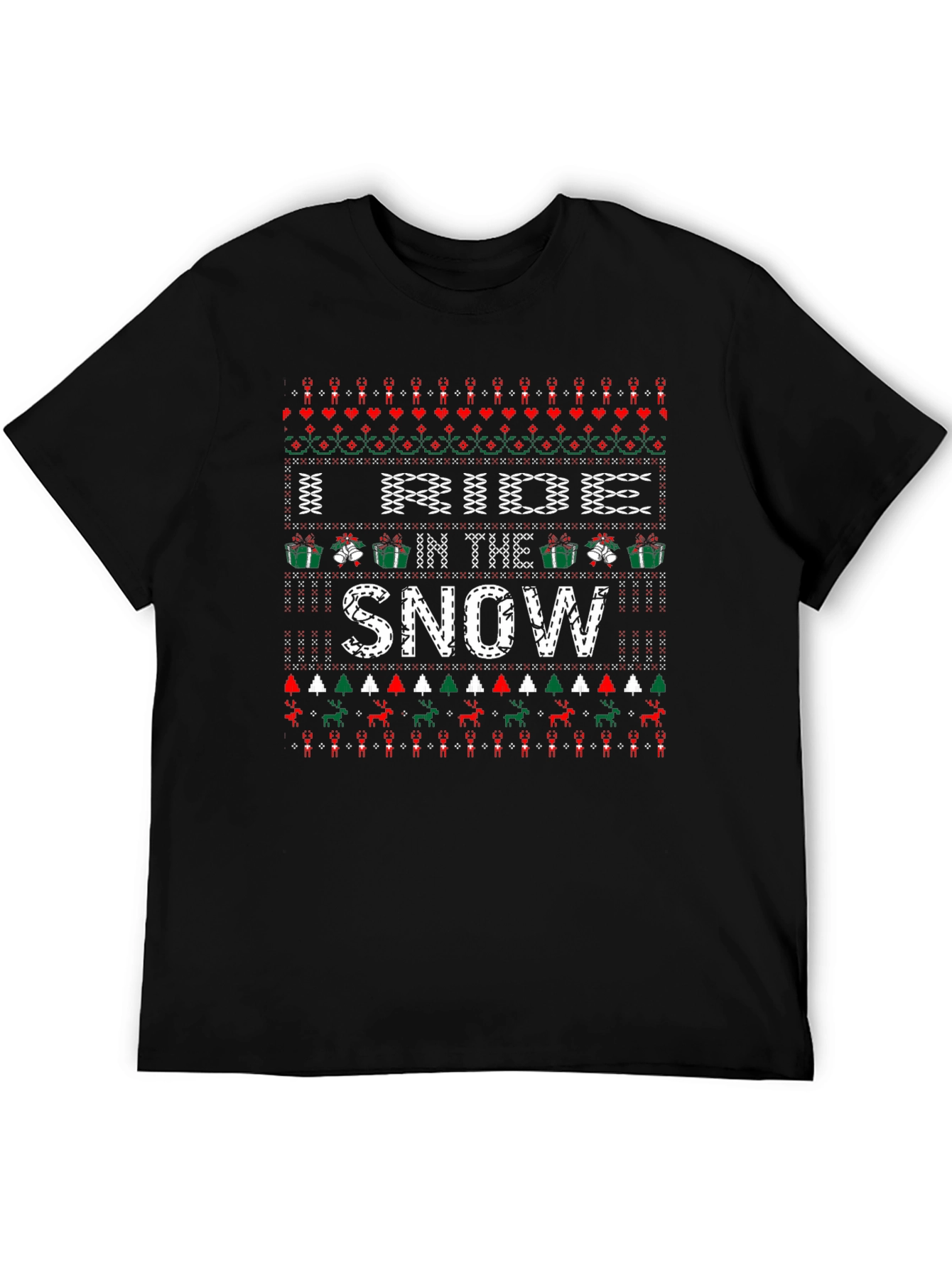 I Ride in the Snow Ugly Christmas Sweater Style T-Shirt