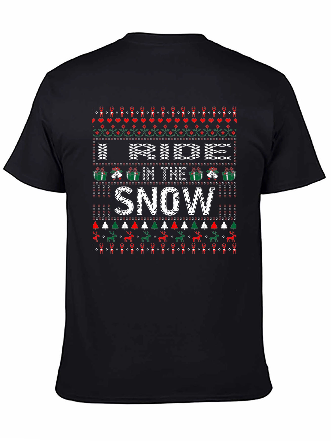 I Ride in the Snow Ugly Christmas Sweater Style T-Shirt