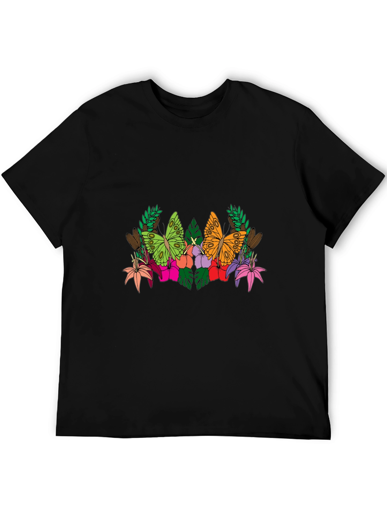 Butterfly Floral Graphic Tee - Mens Black T-Shirt
